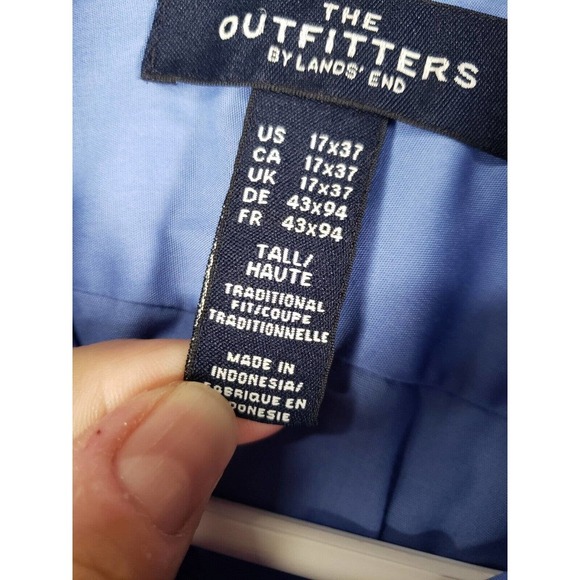 The Outfitters Shirt Mens 17x37 Blue Dress Button Up Long Sleeve Collar Maps - Picture 8 of 10